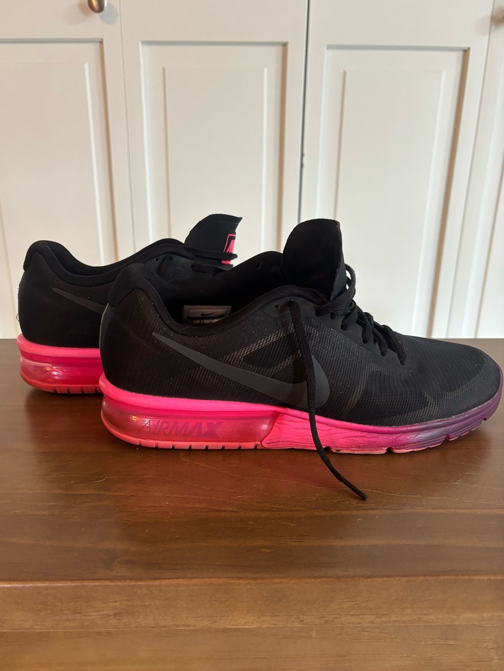 Nike Women's Air Max Sequent 719916-015 Black/Pink Running Shoes Size 11